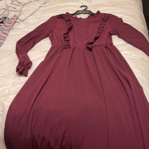 Shein burgundy dress never worn-size Large